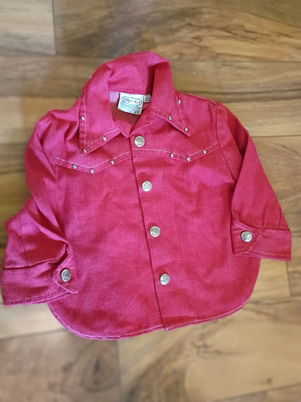 Vintage Billy the Kid Red Western-Style Button Shirt 2T